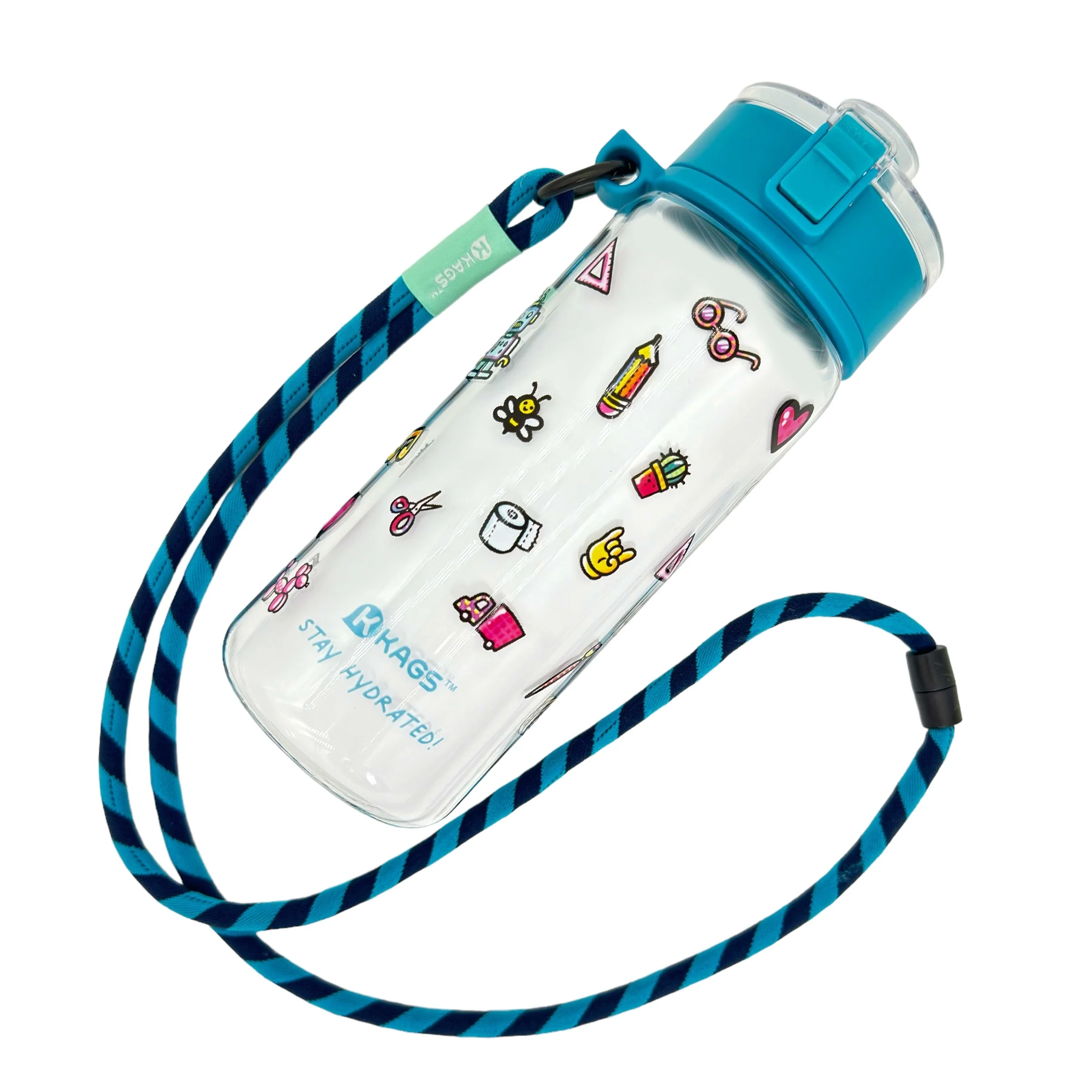 KAGS AQUARECHARGE Series Tritan 600ML Water Bottle w/ Crossbody Strap Cartoon Series - Image 12