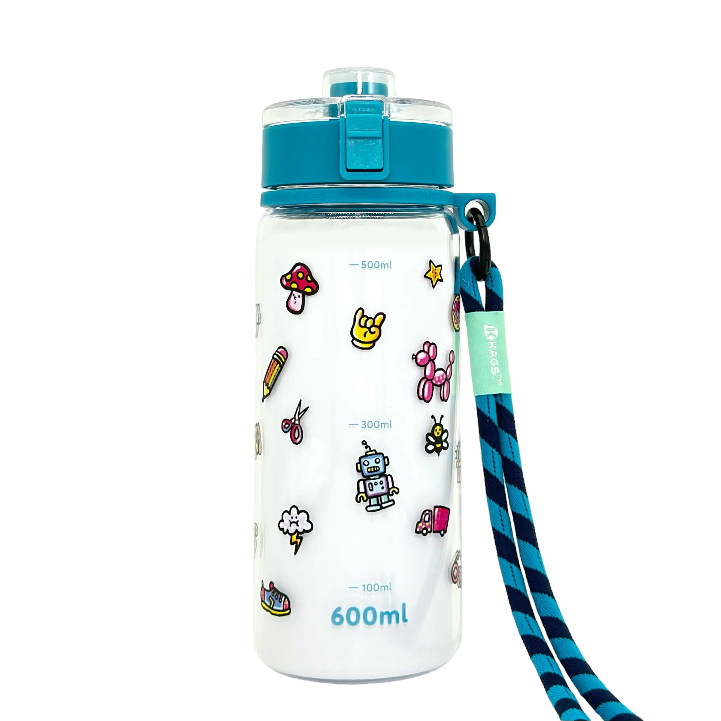 KAGS AQUARECHARGE Series Tritan 600ML Water Bottle w/ Crossbody Strap Cartoon Series - Image 13