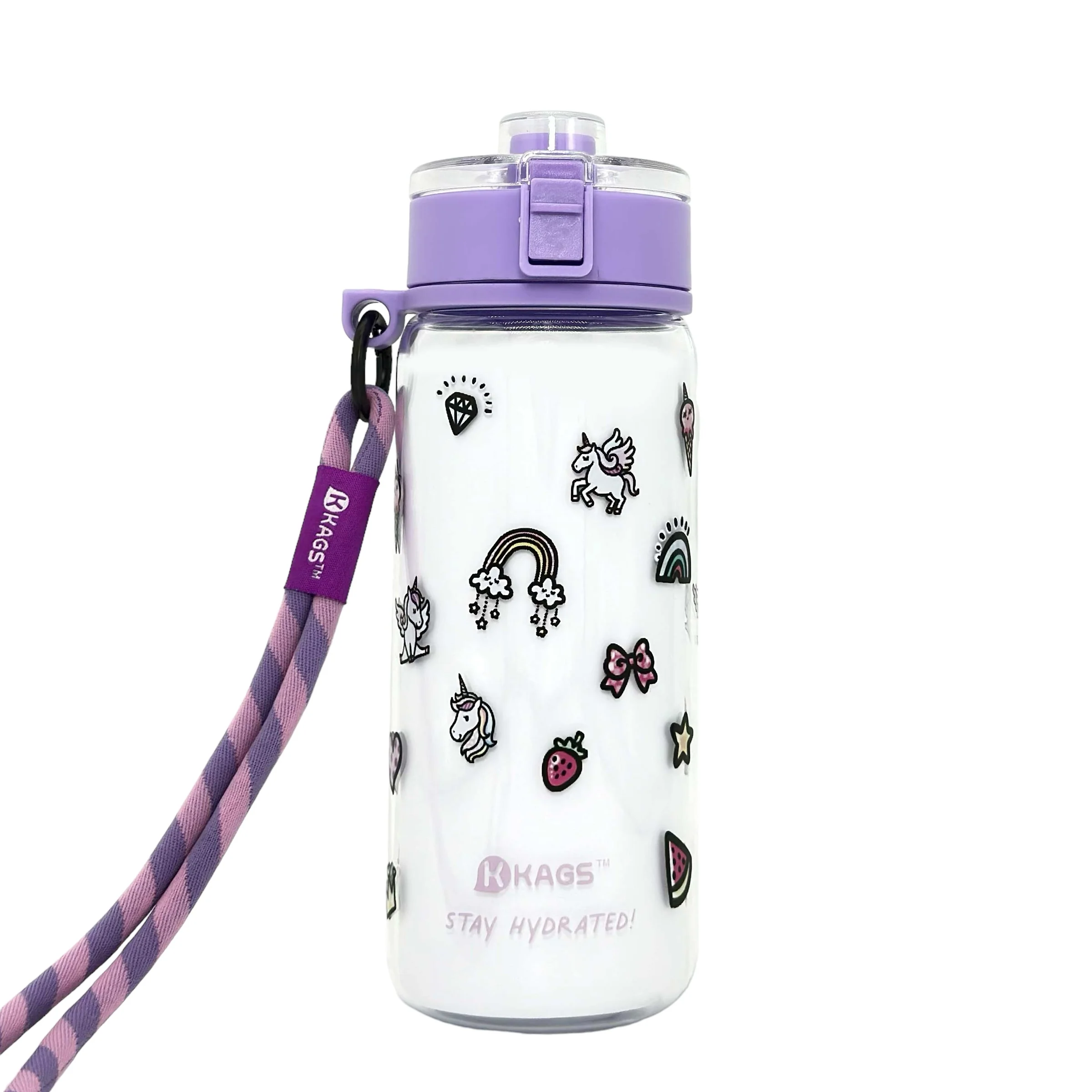 KAGS AQUARECHARGE Series Tritan 600ML Water Bottle w/ Crossbody Strap Cartoon Series - Image 14