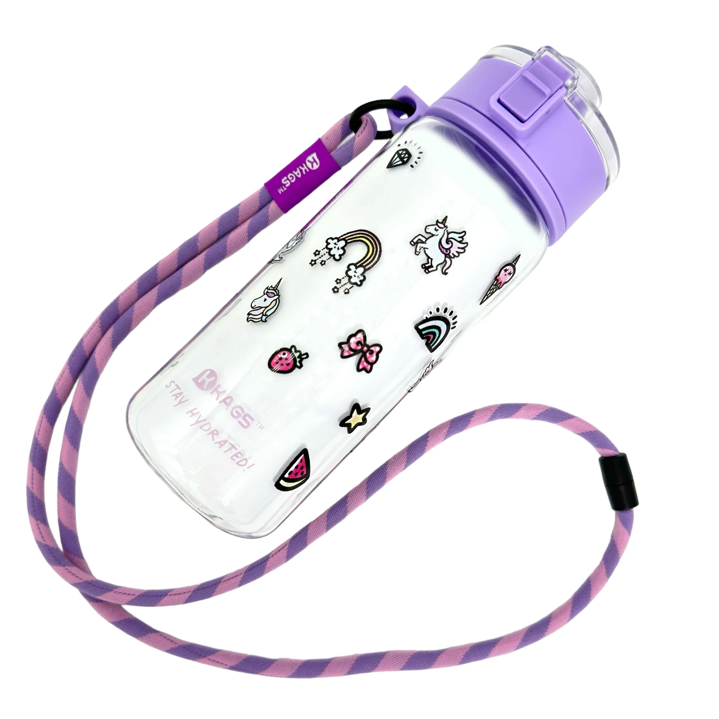 KAGS AQUARECHARGE Series Tritan 600ML Water Bottle w/ Crossbody Strap Cartoon Series - Image 18