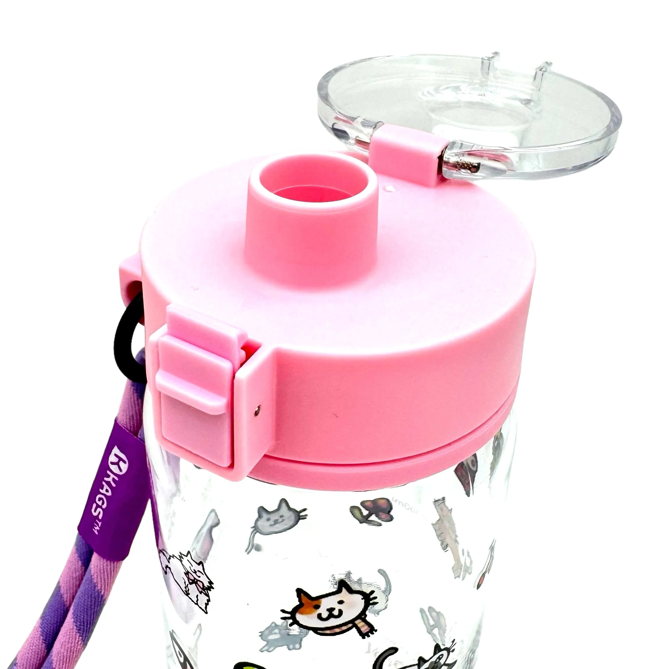 KAGS AQUARECHARGE Series Tritan 600ML Water Bottle w/ Crossbody Strap Cartoon Series - Image 23