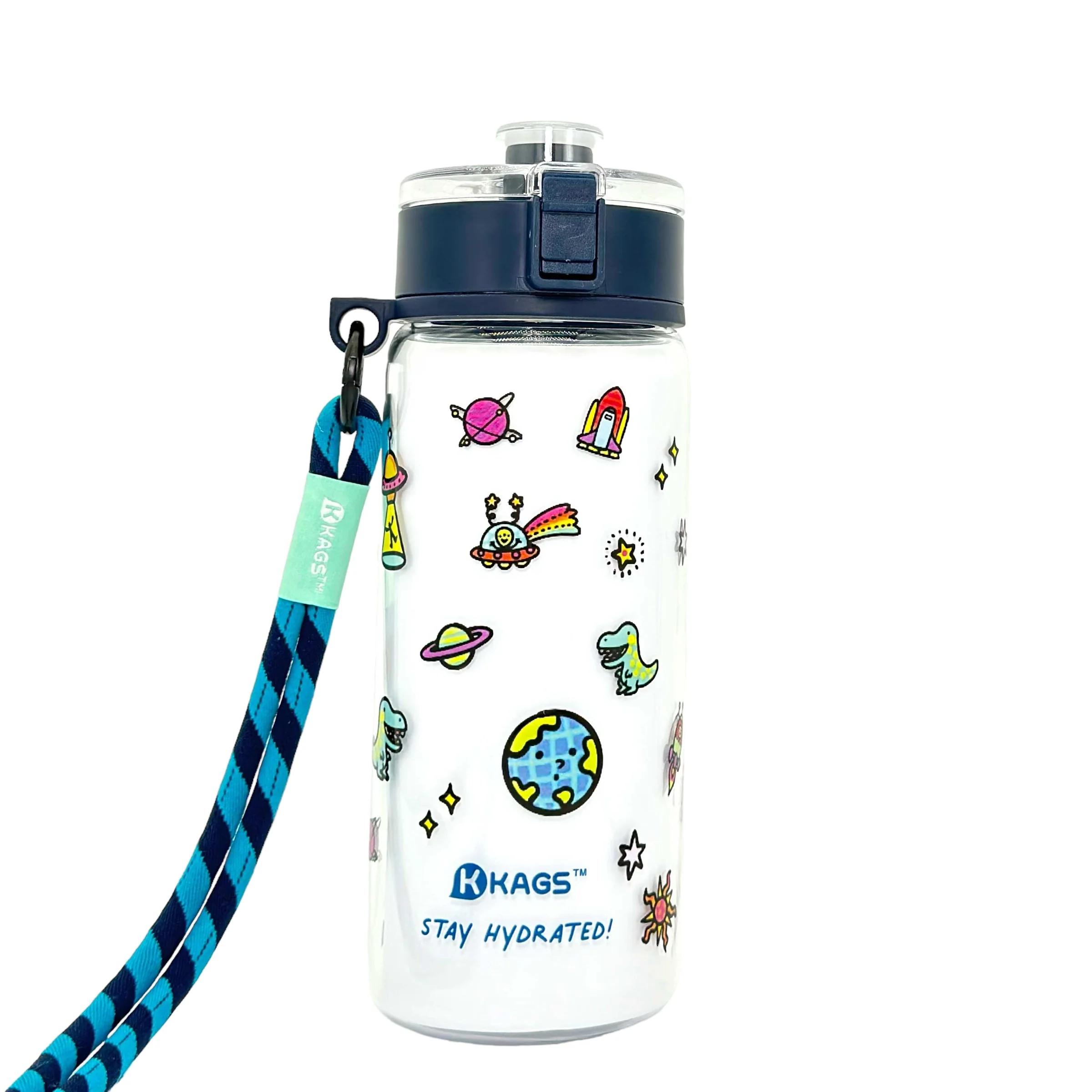 KAGS AQUARECHARGE Series Tritan 600ML Water Bottle w/ Crossbody Strap Cartoon Series - Image 3