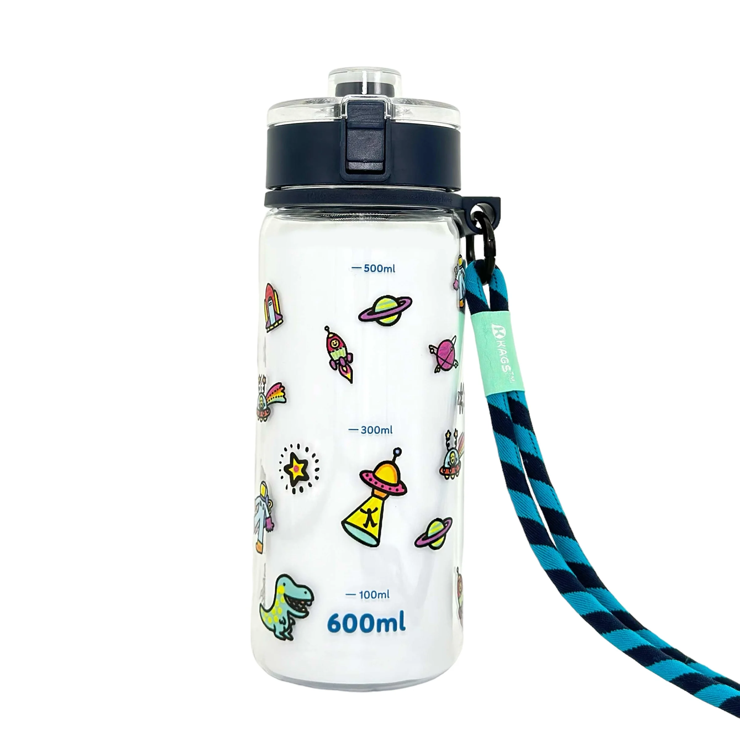 KAGS AQUARECHARGE Series Tritan 600ML Water Bottle w/ Crossbody Strap Cartoon Series - Image 4
