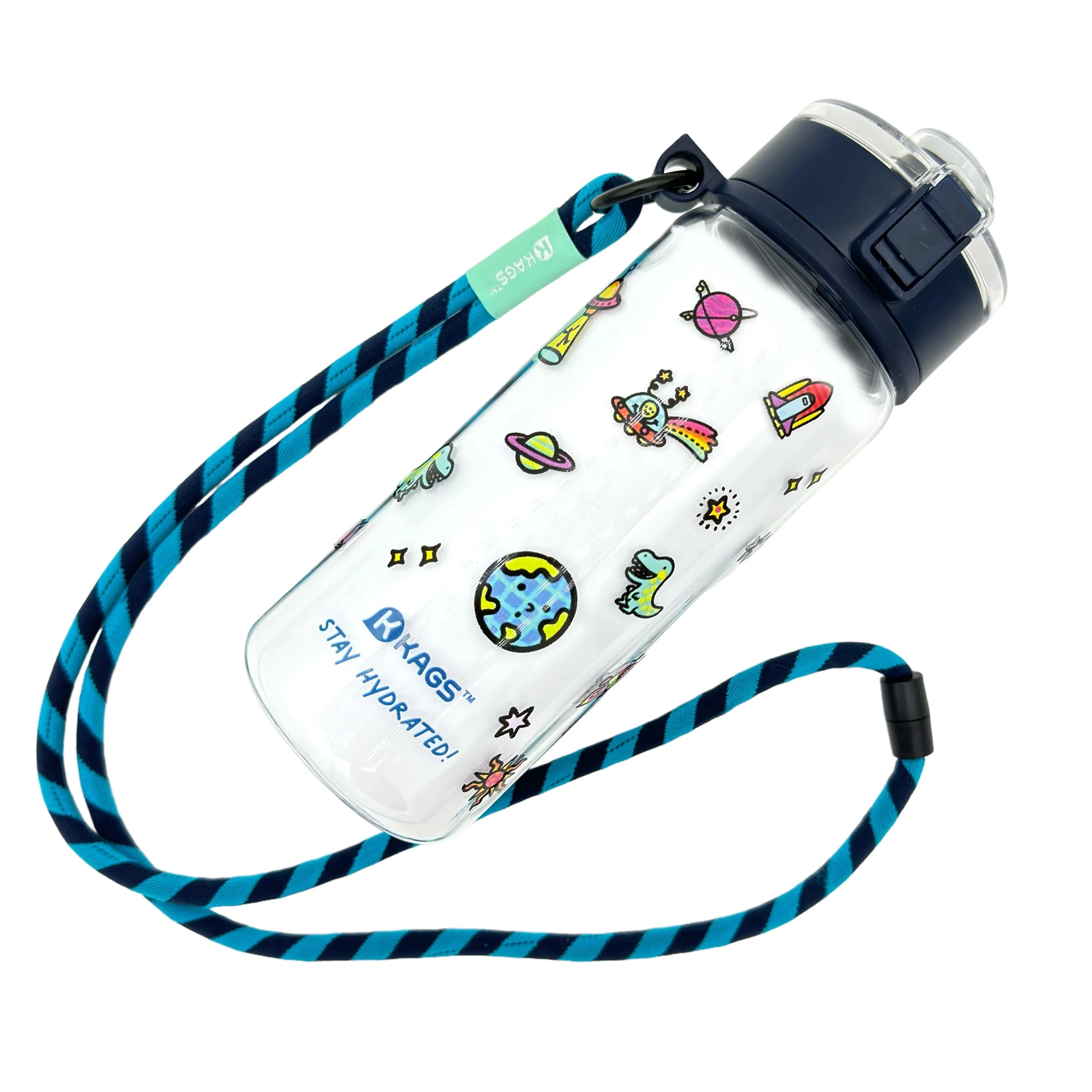 KAGS AQUARECHARGE Series Tritan 600ML Water Bottle w/ Crossbody Strap Cartoon Series - Image 7