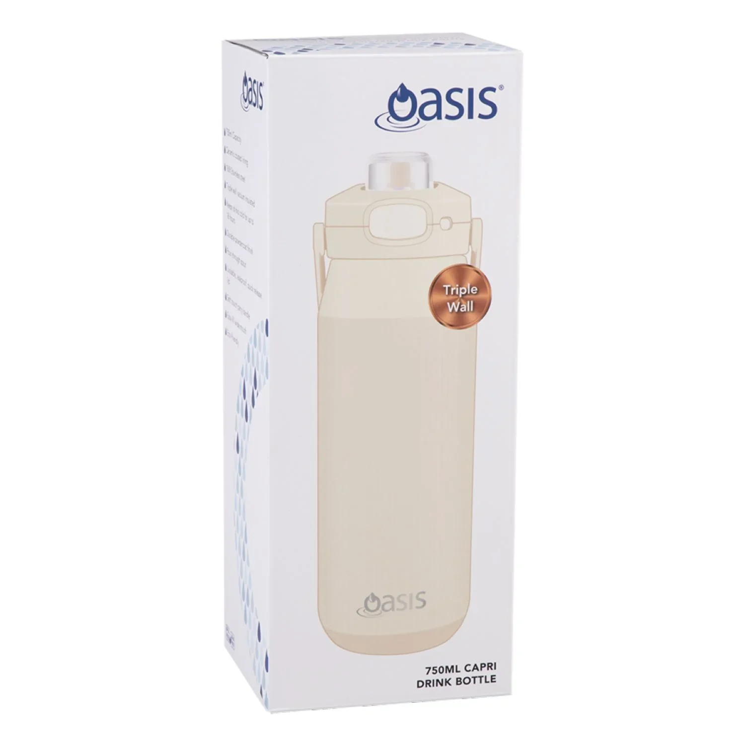 Oasis Ceramic Stainless Steel Triple Wall Capri Quick Release Drink Bottle 750ML - Image 3