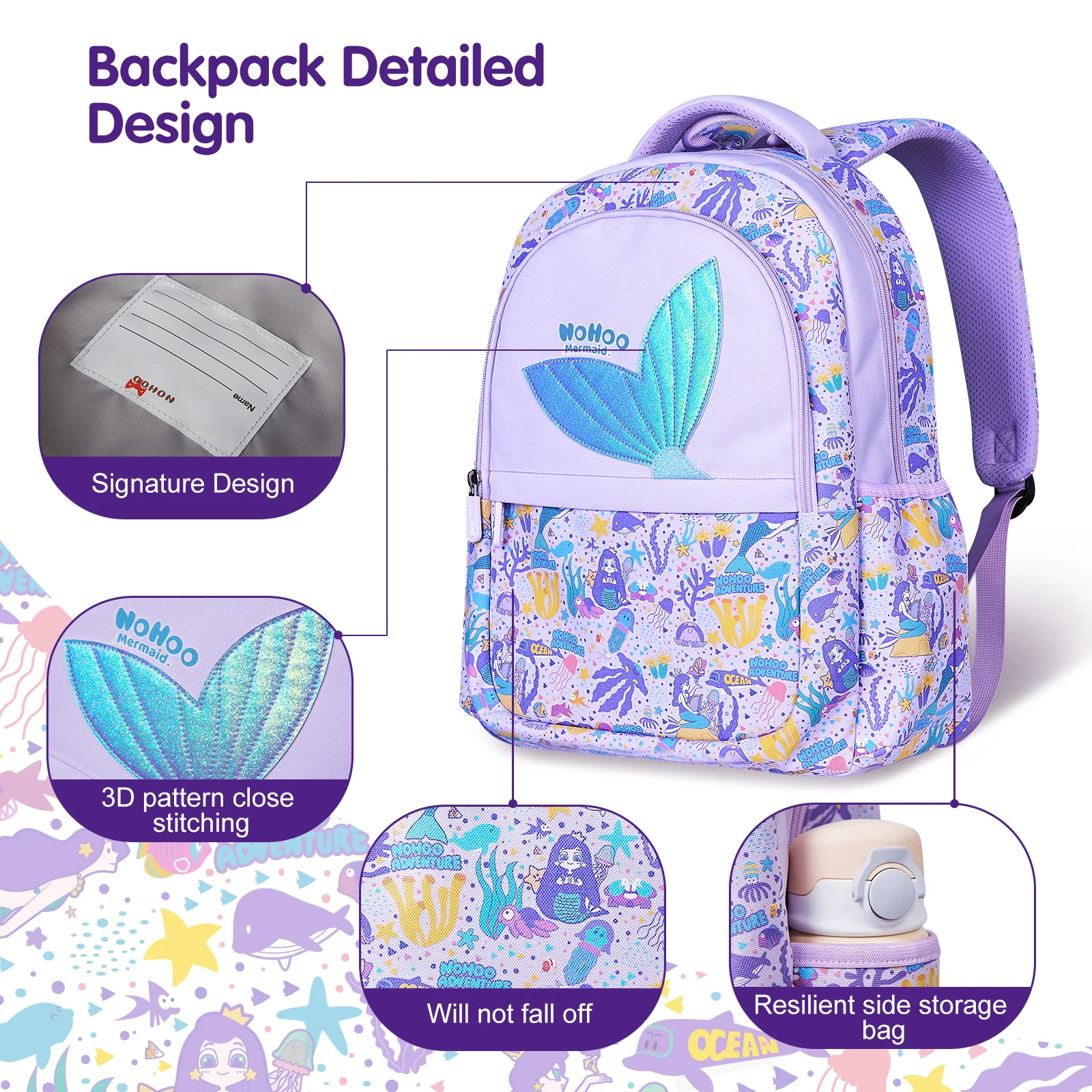 Pattern Print Primary School backpack - Image 6