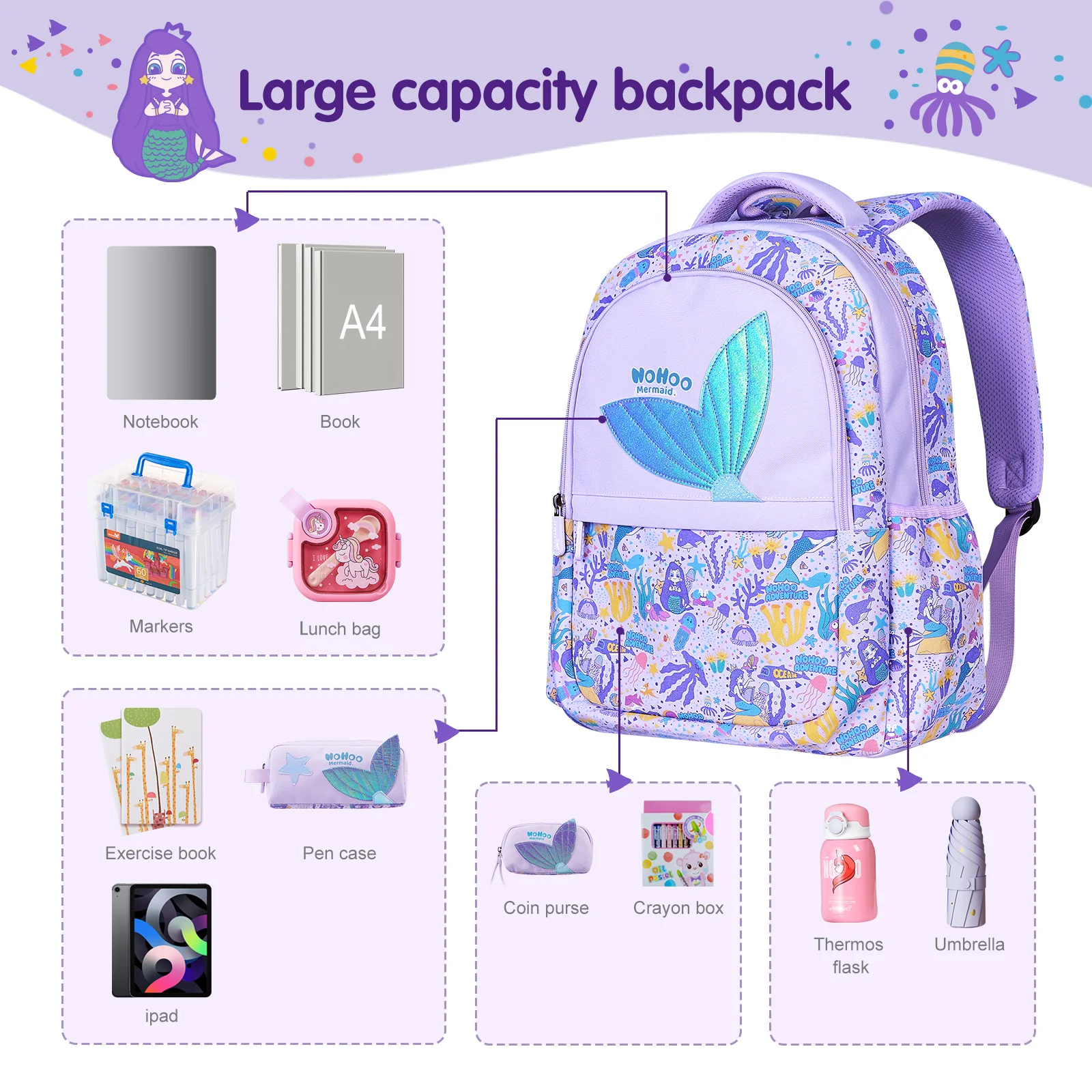 Pattern Print Primary School backpack - Image 7