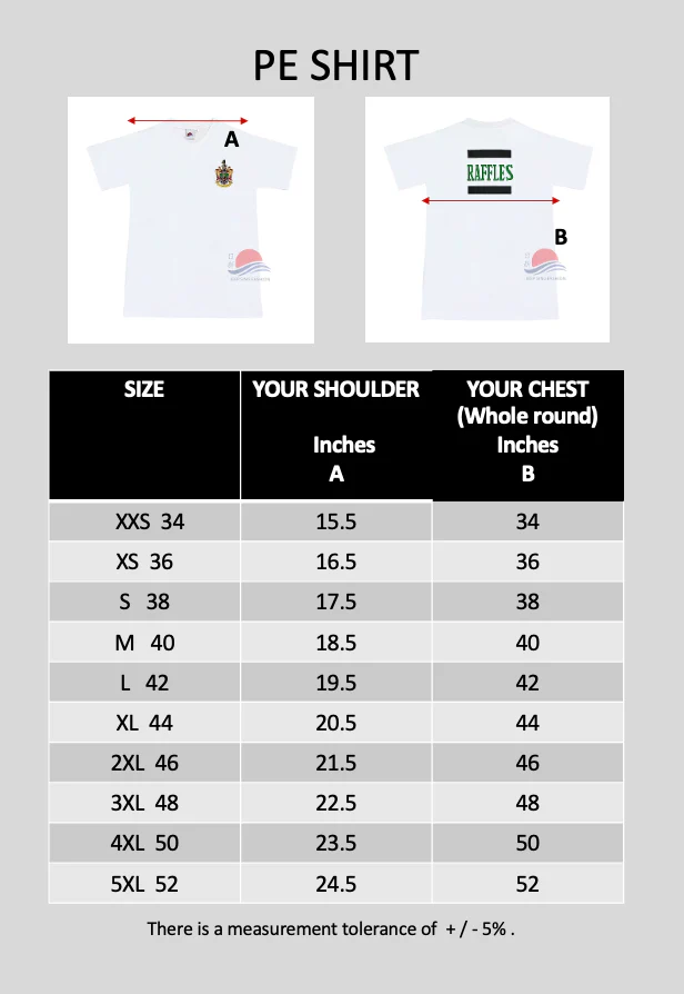 Raffles Institution Year 1-6 PE T-shirt (White) - Image 3