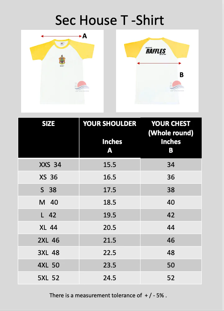Raffles Institution Year 1-4 YELLOW House T-shirt (Bayley) - Image 3